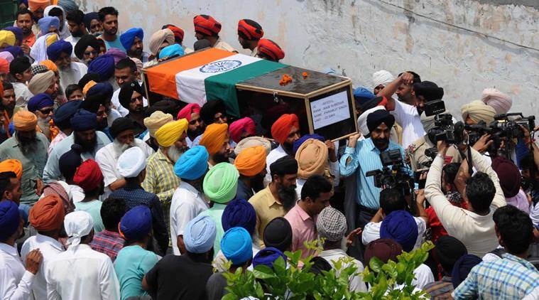indian martyr cremated, indian soldiers, indo-pak rivalry, pakistan firing, LOC, ceasefire violation, indian express 