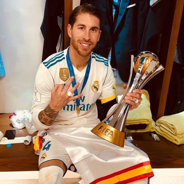 Sergio Ramos with the Club World Cup title