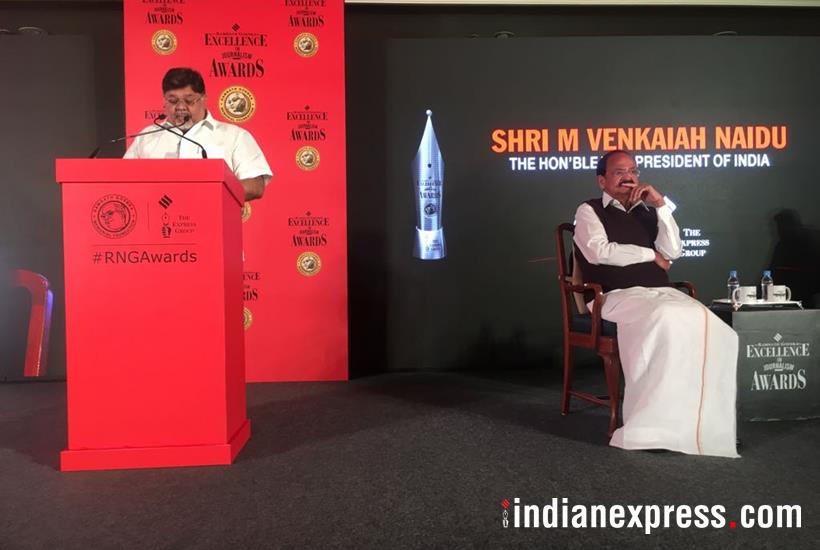 Ramnath Goenka Excellence in Journalism Awards, Ramnath Goenka Awards, journalism awards, Venkaiah Naidu, Vice President Naidu, Express group, Ramnath Goenka, RNG awards, RNG awards photos, Indian Express