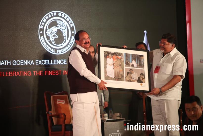 Ramnath Goenka Excellence in Journalism Awards, Ramnath Goenka Awards, journalism awards, Venkaiah Naidu, Vice President Naidu, Express group, Ramnath Goenka, RNG awards, RNG awards photos, Indian Express
