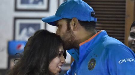 Rohit Sharma kisses the forehead of his wife Ritika Sajdeh