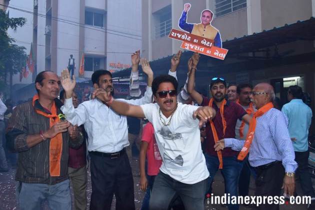 Vijay Rupani, Gujarat Chief Minister, Gujarat CM Rupani, Gujarat Assembly election, BJP Gujarat win, Gujarat BJP, Gujarat BJP celebration, India news, Indian Express news