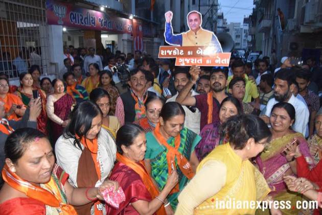 Vijay Rupani, Gujarat Chief Minister, Gujarat CM Rupani, Gujarat Assembly election, BJP Gujarat win, Gujarat BJP, Gujarat BJP celebration, India news, Indian Express news