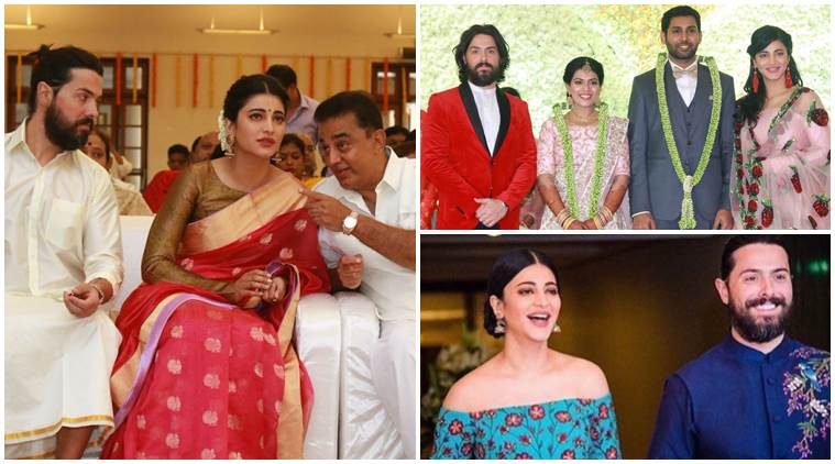 Shruti Haasan, Michael Corsale and Kamal Haasan attend Aadhav’s wedding ...