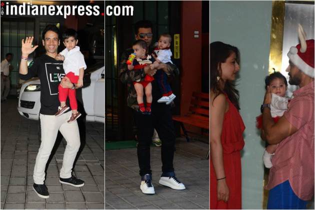photos of karan johar, soha ali khan and tusshar kapoor with their children at arpita khan party