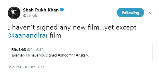 Shah Rukh Khan tweets