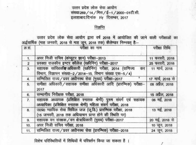 UPPSC releases exam calendar for 2018, check important dates here