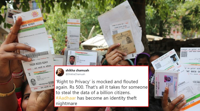 aadhaar, aadhaar rs 500, aadhaar info leaks, the tribune aadhaar information leaked for rs 500 in 10 minutes, the tribune aadhaar leaks twitter reactions, indian express, indian express news