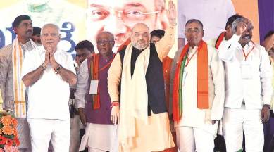 amit shah, amit shah in bengaluru, amit shah speech, siddaramaiah is anti-hindu, congress govt, bjp, indian express