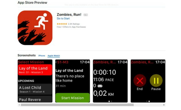 zombies run on apple watch