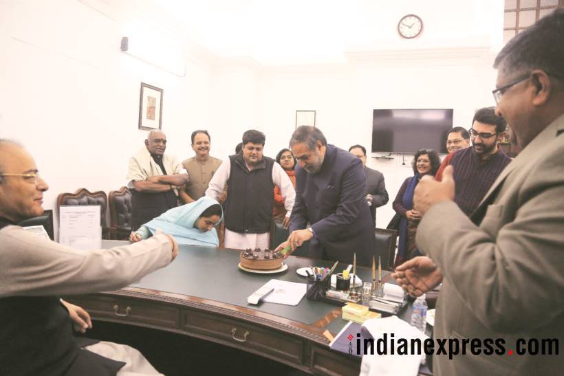 Arun jaitley, Anand Sharma, Anand Sharma birthday, winter session, parliement, Congress leader birthday celebration, Arun jaitley photos, anand sharma birthday pictures, MPs, arun jaitley hosted lunch, india news, Indian express news