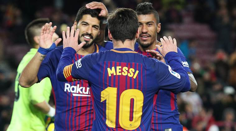 Lionel Messi, Luiz Suarez and Paulinho on target in routine Barcelona ...