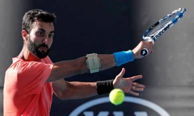Yuki Bhambri against Marcos Baghdatis at Australian Open