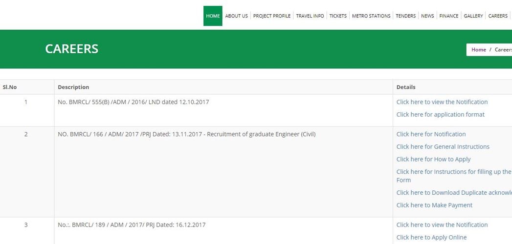 bmrcl, metro jobs, bangalore government jobs, english.bmrc.co.in