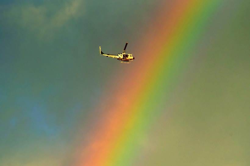 rainbow, helicopter, california mudslide, california rains, california photos, mudslide images, Montecito pics, santa barbara county images, us mudslide disaster, united states, climate change, america natural disaster pictures, indian express
