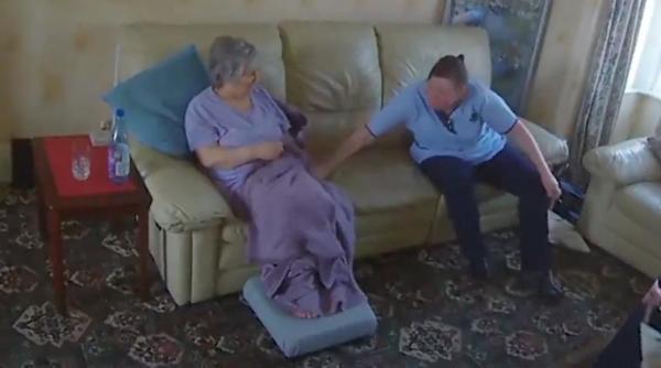 carer hitting old lady, care taker beats woman, carer caught on camera, video of carer, viral videos, Indian express, Indian express news