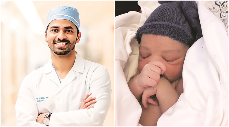 on flight birth, baby born on place, indian born doctor, paris to new york place, mid air delivery, dr sij hemal, indian express