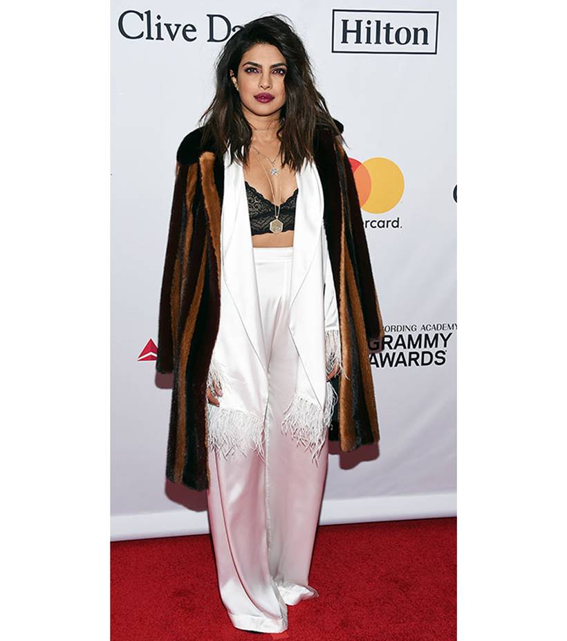 2018 Pre-Grammy Gala, 2018 Pre-Grammy Gala Priyanka Chopra, priyanka chopra, priyanka chopra latest photos, priyanka chopra fashion, priyanka chopra red carpet, katie holmes, katie holmes fashion, chrissy teigen, chrissy teigen fashion, indian express, indian express news