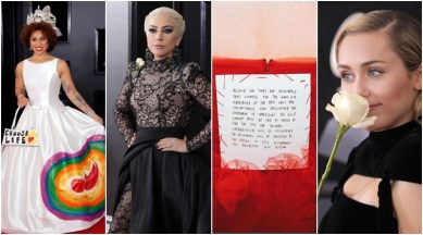 grammy awards 2018, grammys, grammy awards white rose, grammys, grammys 2018, grammy awards MeToo, Grammy Awards social statements, Grammy awards outfits for TImesUp, Indian Express, Indian Express news