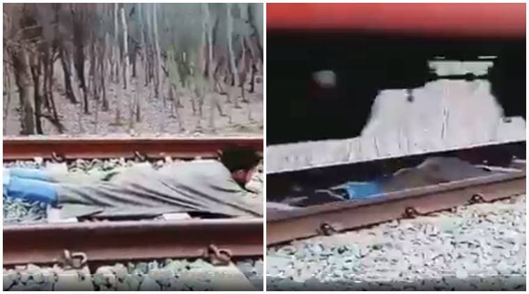 kashmiri man, kashmir man, train stunt, viral train stunt, train video goes wrong, kashmir man train video, omar abdullah, indian express, indian express news