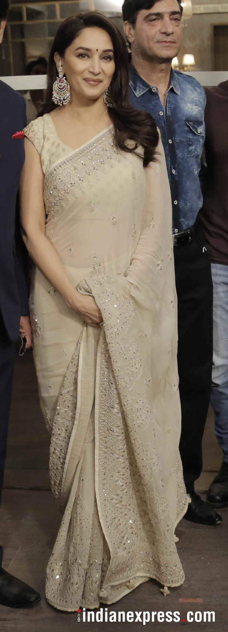 Naked Indian Actress Madhuri Pics - Madhuri Dixit's lovely Anita Dongre sari will inspire you to go for nude  ethnic wear | Lifestyle News,The Indian Express