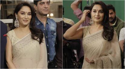 414px x 230px - Madhuri Dixit's lovely Anita Dongre sari will inspire you to go for nude  ethnic wear | Fashion News - The Indian Express