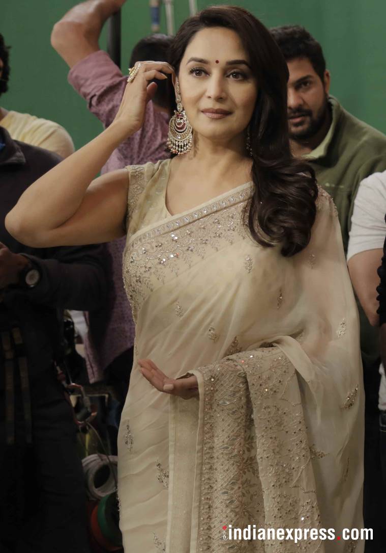 Xxx Madhuri Dixti - Madhuri Dixit's lovely Anita Dongre sari will inspire you to go for nude  ethnic wear | Fashion News - The Indian Express