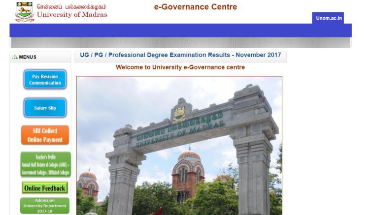 Madras University UG, PG, November Exam 2017 Results Declared At ...