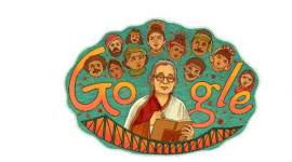mahasweta devi google doodle, mahasweta devi bith anniversary, mahasweta devi, mahasweta devi books, mahasweta devi works, mahasweta devi news, india news, indian express, indian express news
