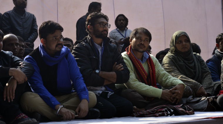 Jignesh Mevani, Mevani protest, Yuva Hunkar rally, Kanhaiya Kumar, Gujarat elections, BJP, Dalits, Bhima Koregaon, India news, Indian Express