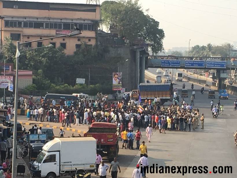mumbai, mumbai bandh, mumbai rasta roko, battle of koregaon, koregaon bhima, pune, dalit, dalit protests, jignesh mevani, maratha protests, mumbai bandh photos, indian express, mumbai news