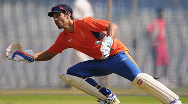 Naman Ojha during a practice session at the Wankhede Stadium. (Express Photo)