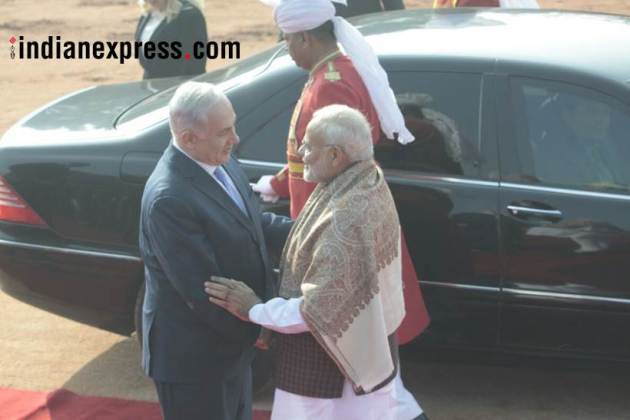 netanyahu photos, israeli pm india visit pics, pm narendra modi images, benjamin netanyahu images, israeli pm in india pictures, netanyahu in india photos, netanyahu wife sara photo, modi netanyahu meet pics, israeli pm india visit, rashtrapati bhavan photo, indian express