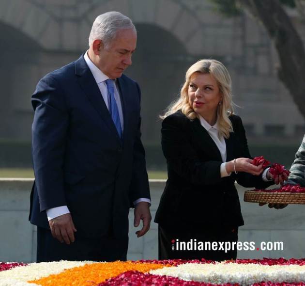 netanyahu photos, israeli pm india visit pics, netanyahu raj ghat images, benjamin netanyahu images, israeli pm raj ghat pictures, israeli pm in india pictures, netanyahu wife sara photo, israeli pm india visit, indian express