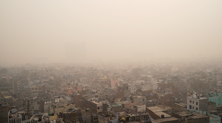 Delhi pollution dust particles