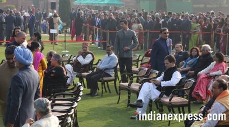 rahul gandhi, republic day, 6th row seat, 4th row seat, rajpath, congress, parade, rahul gandhi seat, indian express