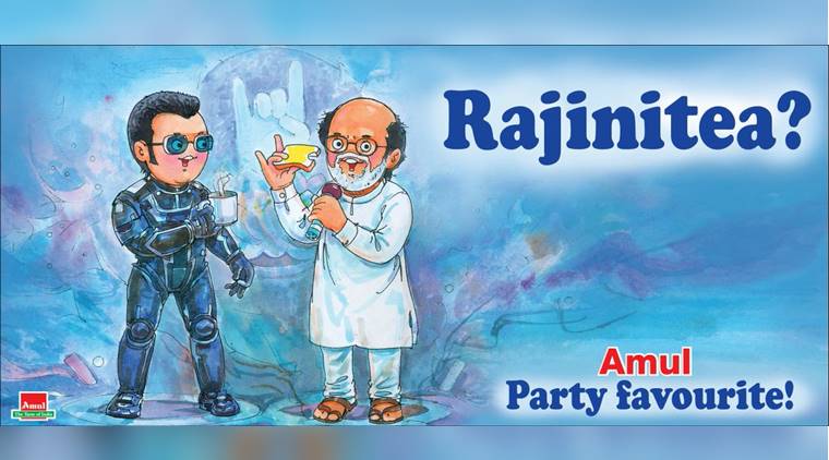 Amul welcomes Rajinikanth's political entry with a 'Rajinitea' cartoon |  Trending News,The Indian Express
