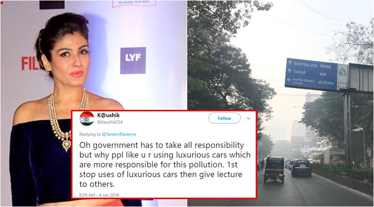 Raveena Tandon tweet, Raveena Tandon trolls, Raveena Tandon social media, Raveena Tandon, Raveena Tandon movies, mumbia smog, mumbai pollution, delhi smog, indian express, indian express, news, viral photo