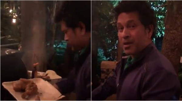 sachin tendulkar, sachin tendulkar making chicken, sachin tendulkar twitter, sachin tendulkar videos, sachin tendulkar new year party, sachin tendulkar new year photos, sachin tendulkar new year videos, sachin tendulkar bbq chicken, indian express, indian express news