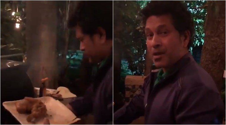 sachin tendulkar, sachin tendulkar making chicken, sachin tendulkar twitter, sachin tendulkar videos, sachin tendulkar new year party, sachin tendulkar new year photos, sachin tendulkar new year videos, sachin tendulkar bbq chicken, indian express, indian express news