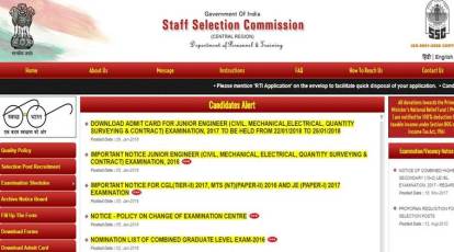 SSC JE admit card 2017 exam released, download at ssc.nic.in 