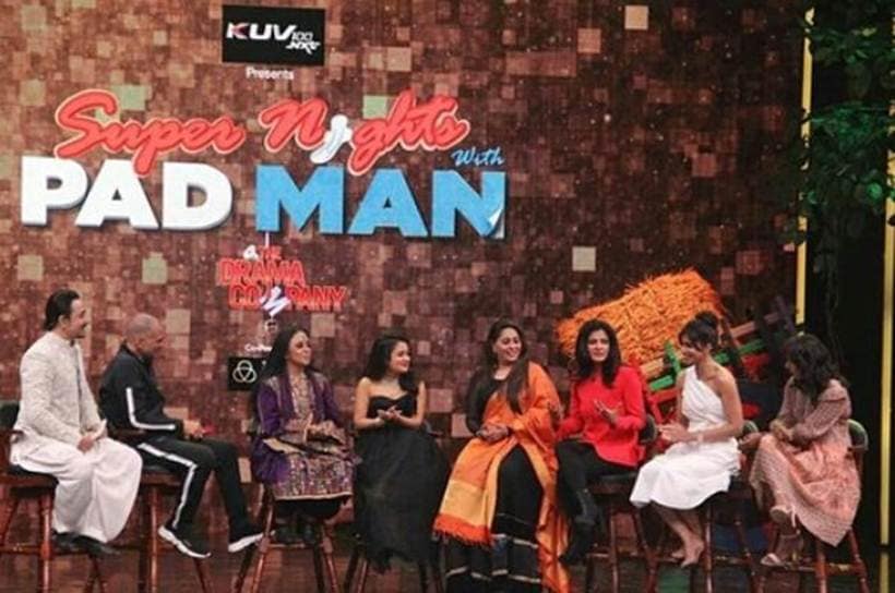 manushi chillar, ila arun, neha kakkar on super night with padman and akshay kumar