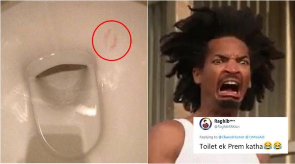 weird photo, odd photo, lipstick mark photo toilet, funny news, odd news, viral news, indian express, bizarre news