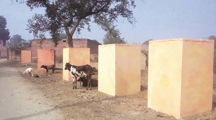 Toilets in Akhilesh’s Etawah painted saffron, government denies role