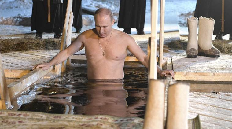 Russian President Vladimir Putin Takes Holy Dip In Icy Waters World News The Indian Express