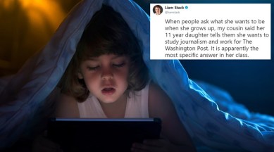 washington post, washington post reply to 11 year old, 11 year old wants to learn journalism, 11 year old washington post reader, 11 year old's washington post journalist dream, 11 year old reading washington post viral tweets, indian express, indian express news