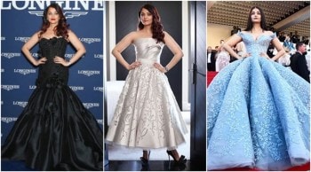 Aishwarya Rai Bachchan Blue Lace & Tulle Ball Gown