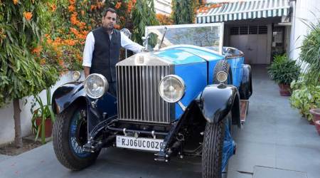 One for the road: Avijit Singh Badnore with a 1929 Rolls Royce 20 HP Mulliner Tourer. (Express photo by Rohit Jain Paras)