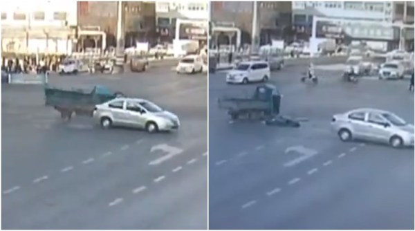 viral videos, china viral videos, china freak accident videos, china videos of road accidents, freaky road accidents in china, china videos, china trending, e-rickshaw china road accidents, Indian Express, Indian Express news