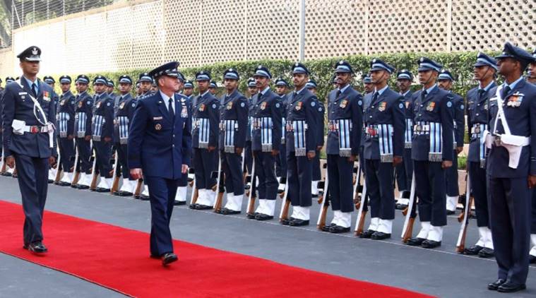 General David L Goldfein, Chief of Staff of US Air Force was given Guard of Honour on his arrival at Air Force headquarters in New Delhi 